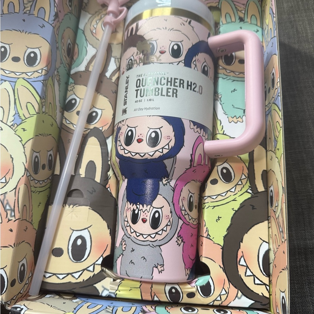 Playful Character Tumbler with Straw - Pink and Blue